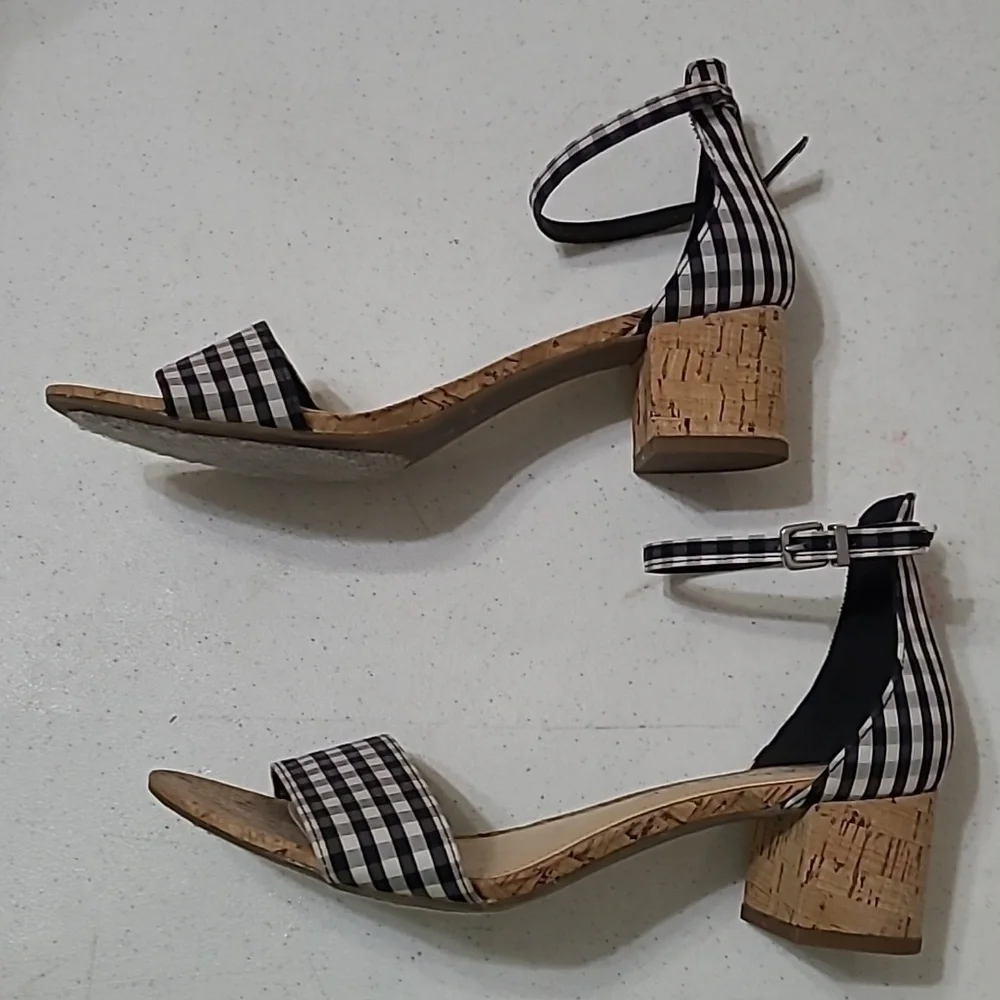 Rampage sandals with Black and White Gingham Pattern Size 8.5